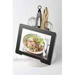 Keramik-Utensilienhalter & Tablet-Ständer Moderner weißer Topf mit Tablet-Halter Utensilien-Caddy für zeitgenössische Kochbegeisterte iPad- oder Rezeptbuchhalter 7,11x 8,5