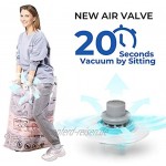 CHADIOR Vakuum-Aufbewahrungsbeutel 8 Stück groß 61 x 81,3 cm Druckluft durch Sitzen keine Pumpe erforderlich zweifarbiger Reißverschluss für Kleidung Kissen Handtücher Decken weiß