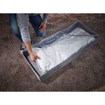 Leifheit 2X Unterbettkommode groß grau für Extra-Stauraum 2 Kommoden aus Stoff für staubfreie Lagerung stabile Aufbewahrungsbox mit Sichtfenster