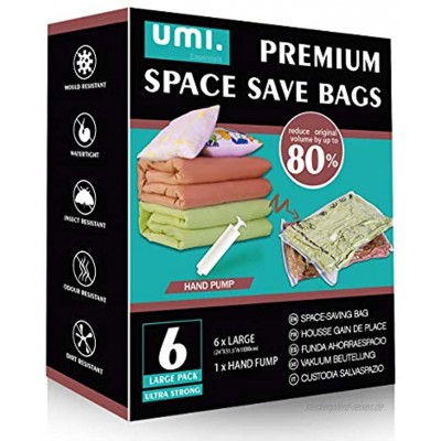 UMI by  Mixed Combo of Premium Vacuum Compression Space Saver Bags with Hand Pump Large
