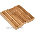 Besteckkasten fur Schubladen Bambus Ausziehbarer Besteckeinsatz mit 5 bis 7 Fächern für Kochutensilien und Werkzeuge Schubladeneinsatz Größte Größe 36,6 x 35,4 x 5 cm