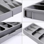 Besteckkasten für Schubladen Longyi Größenverstellbarer Schubladen-Einsatz Kunststoff Maße: 16.5-29.5 cm x 40 x 5.5 cm Grau