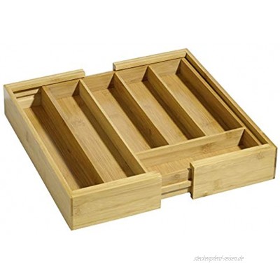 Besteckkasten SIMON aus Bambusholz passend für alle handelsüblichen Schubladen ausziehbar von ca. 28,5 auf ca. 40,0 cm,