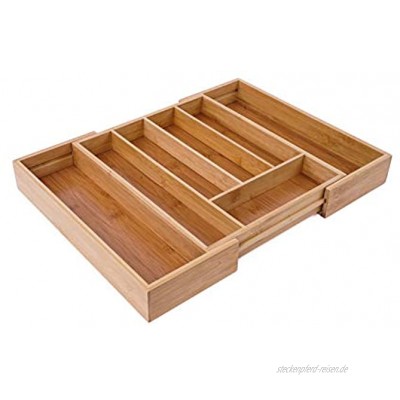 EMAKO Besteckkasten Besteckeinsatz Schubladeneinsatz Bambus ausziehbar 28,5-45 cm