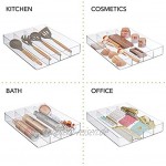 mDesign Besteckschublade mit 4 Fächern – großer Schubladen Organizer aus Kunststoff – Schubladeneinsatz für Besteck und andere Küchenutensilien – durchsichtig