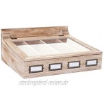 Mendler Besteckkiste HWC-C25 Holzbox mit Deckel Besteckkasten Paulownia 17x37x33cm naturbraun