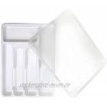Zilpoo Besteck Kunststoffschale mit Deckel Küchenbesteck und Utensilien Schubladen-Organizer Besteckbehälter mit Deckel Weiß