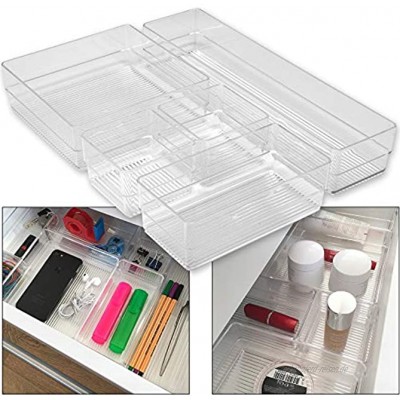 Hausfelder ORDNUNGSLIEBE Schubladen Organizer 5-teiliges Set Ordnungssystem zur Aufbewahrung für Küche Büro Schminktisch Kosmetik transparent aus Kunststoff