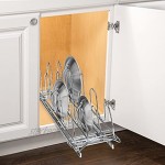 Lynk Professioneller ausziehbarer Pfannendeckel-Halter und ausziehbarer Küchenschrank-Organizer 18 x 53 x 22 cm Chrom