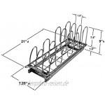 Lynk Professioneller ausziehbarer Pfannendeckel-Halter und ausziehbarer Küchenschrank-Organizer 18 x 53 x 22 cm Chrom
