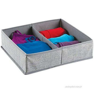 mDesign Stoffbox für Schrank oder Schublade 2 Fächer – die ideale Aufbewahrungsbox Stoff – flexibel verwendbare Stoffkiste – Farbe: grau