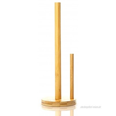 bambuswald© Küchenrollen-Halter aus 100% Bambus | Papierrollenhalter mit Führung praktischer Papierhalter Küchenrollenspender Rollenhalter Küchenrolle