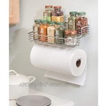 mDesign Küchenrollenhalter – hochwertiger Papierrollenhalter mit integriertem Gewürzregal aus Metall – praktischer Küchenhelfer – silberfarben