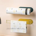 N F Mousyee Küchenrollen Halter Wandrollenhalter Küchenrollenhalter unter Schrank Wandmontage Selbstklebender Schmiedeeiserner Tissue Hanger Handtuchhalter für Küche Badezimmer Toilette Gold