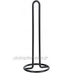 WENKO Küchenrollenhalter Rollenhalter für Küchentücher stehend Metall 12.5 x 32.5 x 12.5 cm Schwarz