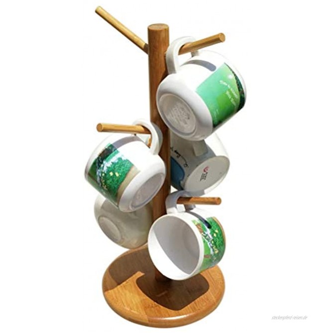 Becher Baum Bambus Becher Baum Rack Halter Becher Halter Becher Baum für Home Küche Kaffeetasse Stand mit 6 Haken