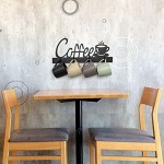 MyGift Kaffeetassenständer mit 4 Haken zur Wandmontage Metall Schwarz