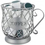 Tamkyo Kosmetische Aufbewahrung Kaffee Tasse Korb Kaffee Kapsel Aufbewahrungs Korb Kaffee Organizer Halter für Haus Cafe Hotel Silber