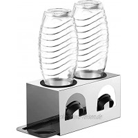 ecooe Abtropfständer mit Abtropfwanne und Kantenschutzringe Flaschenhalter für SodaStream Crystal Glaskaraffe Fuse PET-Flasche Abtropfhalter Edelstahl für 2 Flaschen und 2 Deckel Nicht für Duo