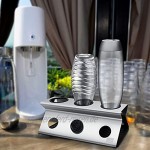 SHAN ZU Flaschenhalter für SodaStream Flaschen Abtropfhalter aus Edelstahl für Soda Stream Crystal Glaskaraffe inklusive Abtropfmatte und Abtropfständer Spülmaschinenfes