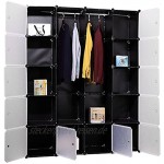 Best for Home Garderobenschrank Steckregalsystem mit 2 Kleiderstange Plastik schwarz 180 x 145 x 37 cm CE-Zertifikat