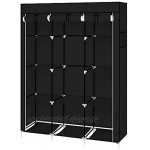 HYCy 67Portable Closet Organizer Garderobe Aufbewahrungsorganisator mit 10 Regalen Schnell und einfach zu montieren Extra Space Black