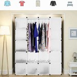 Tragbarer Kleiderschrank zum Aufhängen von Kleidung Würfel-Aufbewahrungsorganisator DIY-Kleiderschrank Kunststoff-Kleiderschrank 175 x 141 x 35 cm Weiß