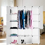 Tragbarer Kleiderschrank zum Aufhängen von Kleidung Würfel-Aufbewahrungsorganisator DIY-Kleiderschrank Kunststoff-Kleiderschrank 175 x 141 x 35 cm Weiß