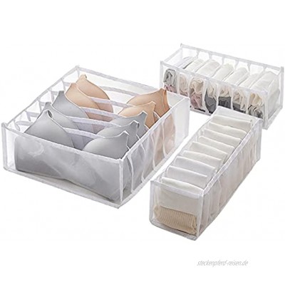3 Stück Weiß Unterwäsche Aufbewahrungsbox mit Fächern  Schubladen Kleiderschrank Veranstalter Unterwäsche Aufbewahrungsboxen für BHS Socken Unterhosen Und Krawatten