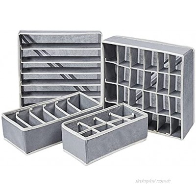 4 Stück Unterwäsche Aufbewahrungsbox Schubladen Ordnungssystem Organizer Stoffbox Faltbox für BHS Socken Krawatten