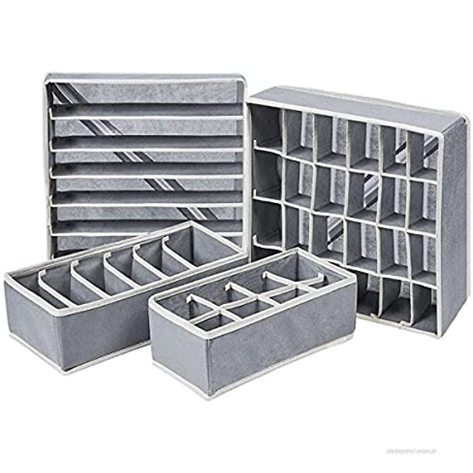 4 Stück Unterwäsche Aufbewahrungsbox Schubladen Ordnungssystem Organizer Stoffbox Faltbox für BHS Socken Krawatten