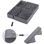 Aufbewahrungsboxen für Unterwäsche Schubladen faltbar 43 Fächer für Kleidung Dessous Socken Schals etc. Grau 4 Stück