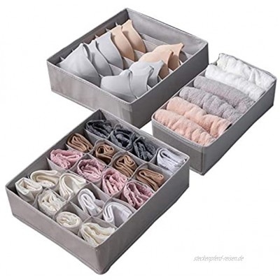 Chytaii 3er Set Aufbewahrungsboxen für BHS Unterwäsche Socken Krawatten schubladen Organizer Ordnungssystem für Kleiderschrank