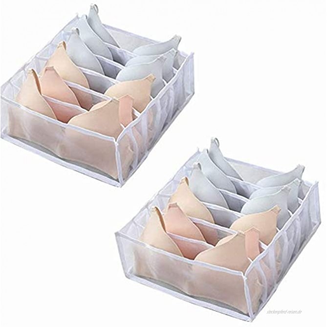 JSWANG Unterwäsche Aufbewahrungsfach Box Faltbare Nylon Gitter Trennboxen Schublade Schrank Organisatoren Sortieren BH Socken Schals 6+6 Grid White