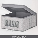 mDesign 2er-Set stapelbare Stoffbox mit Deckel für Kleidung und Bettwäsche – mittelgroße Aufbewahrungskiste mit Sichtfenster – Schrank Organizer fürs Schlafzimmer oder den Flur – grau