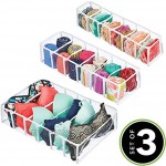 mDesign 3er-Set Schubladenboxen – rechteckige Schubladen Organizer in unterschiedlichen Größen – Aufbewahrungssystem aus Kunststoff für Wäsche Socken Leggings oder Schals – durchsichtig und weiß