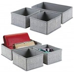 mDesign 6er-Set Stoffbox für Schrank oder Schublade – die ideale Aufbewahrungsbox Stoff – flexibel verwendbare Stoffkiste – grau