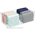 mDesign Aufbewahrungsbox mit 2 Fächern – praktische Schrankbox für das Schlafzimmer – idealer Organizer für Kleidung und Accessoires aus BPA-freiem Kunststoff – durchsichtig