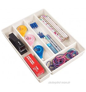 mDesign rutschfester Schreibtisch Organizer – praktische Schubladenbox mit 5 Fächern fürs Büro – Schubladen Organizer für Stifte Radiergummi und anderes Bürozubehör – cremefarben