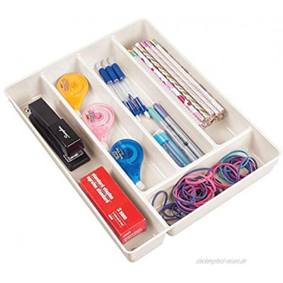 mDesign rutschfester Schreibtisch Organizer – praktische Schubladenbox mit 5 Fächern fürs Büro – Schubladen Organizer für Stifte Radiergummi und anderes Bürozubehör – cremefarben