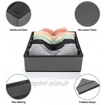 Puricon 6 Stück Unterwäsche Aufbewahrungsbox für Schubladen Schrank Faltbare Stoffbox Organizer mit Mehreren Fächern Unterwäsche Socken Schals Krawatten Dessous Babykleidung -Grau