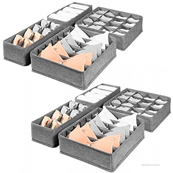 SimpleHome Pure | stabiler Schubladen Organizer aus Sackleinen für Unterwäsche | Grau | 10cm Hoch 8er-Set.