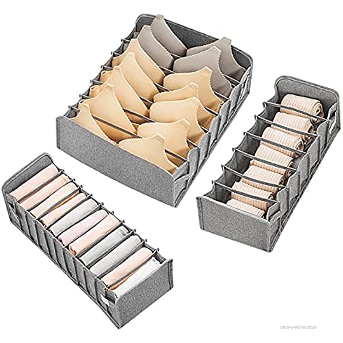 SUPGOMAX Schrank Organizer Unterwäsche 3 Stück Faltbare Schubladen Unterwäsche Organizer Boxen Ordnungssystem für Kleiderschrank für Socken Höschen BHs Krawatten