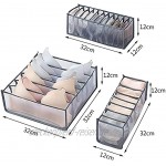 Unterwäsche-Schubladen-Organizer Set mit 3 Schrank-Trennwänden Unterwäsche-Aufbewahrung für Socken BHs Schals und Krawatten faltbare Aufbewahrungsboxen grau