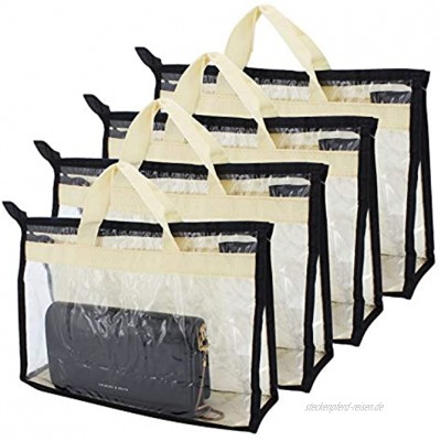 Bemodst 4 Teilige Handtaschen Staubschutzhülle transparente Handtaschen Staubaufbewahrungstasche für hängenden Schrank mit Reißverschluss und platzsparende Aufbewahrungstasche Style-A