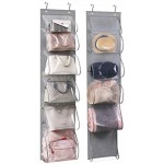 KIMBORA Handtaschen-Organizer mit 6 leicht zugänglichen tiefen Taschen 2 Packungen für Schrankwand grau