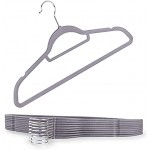 Blumtal 30 Stück rutschfeste Kleiderbügel Samtoptik Platzsparende Premium Bügel inkl. Krawattenhalter 360° drehbar Grau