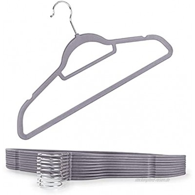 Blumtal 30 Stück rutschfeste Kleiderbügel Samtoptik Platzsparende Premium Bügel inkl. Krawattenhalter 360° drehbar Grau