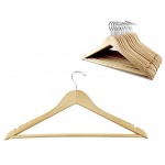 D.RECT Kleiderbügel aus Holz für Anzüge | 20er Set | Jackenbügel aus Massivholz | 360° drehbarer Haken Naturfarben richtige Größe