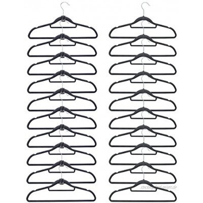 EYEPOWER 20 Samt Kleiderbügel 10 Haken-Organizer Antirutsch Hemden-Bügel Anzugbügel Platzsparend rutschfest Dunkelgrau